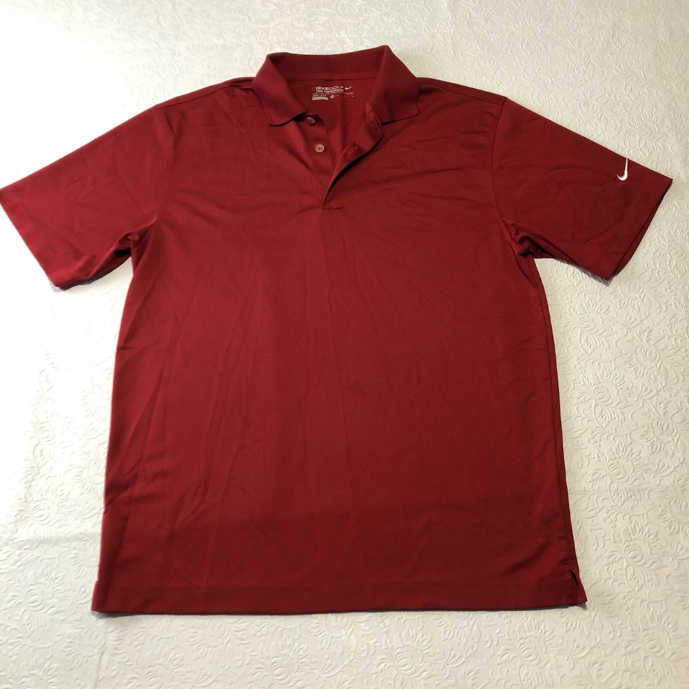 Mens Nike Golf Dri Fit Golf Polo Shirt Size M Red